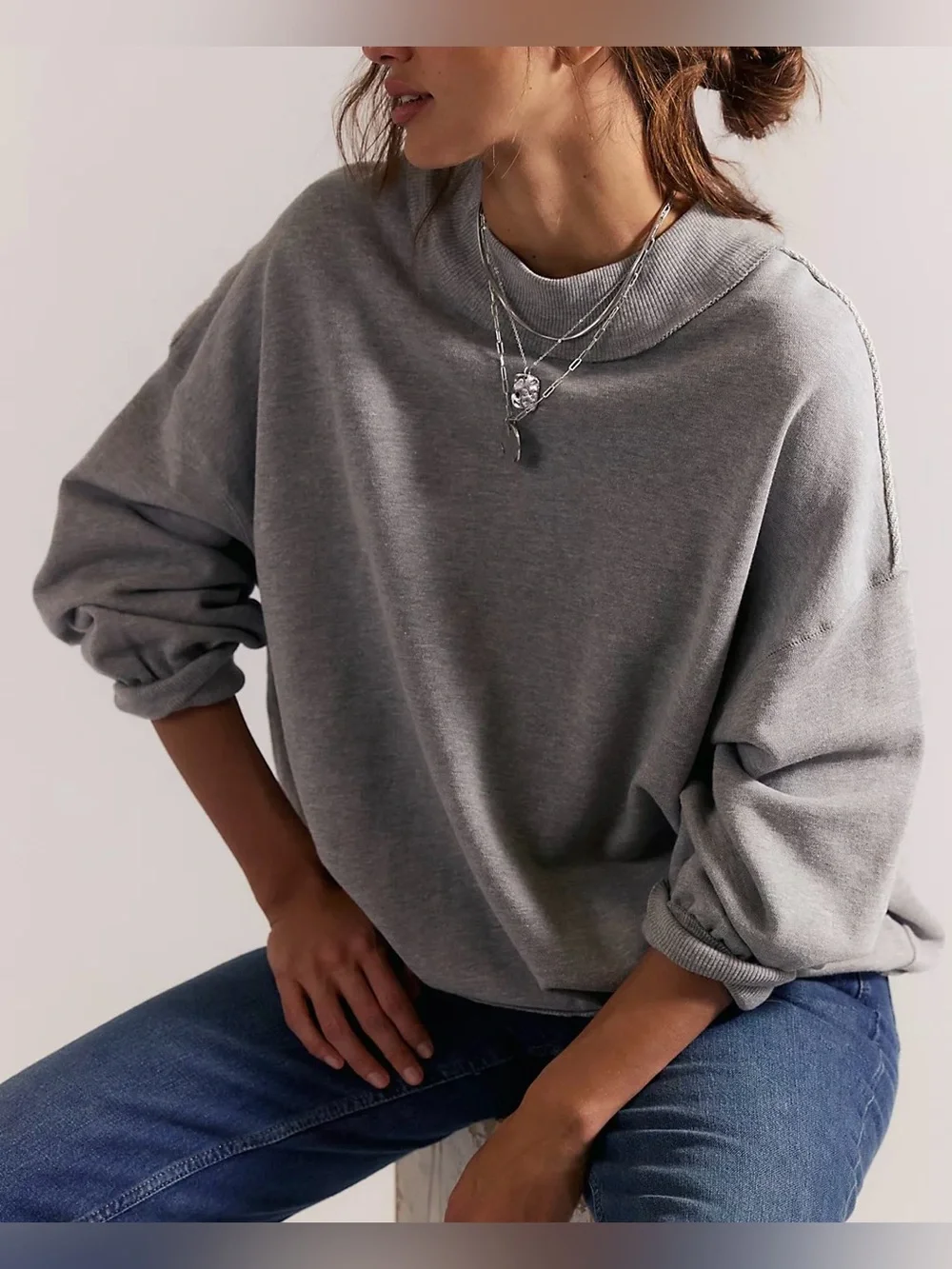 NWT Free People We The Free Palm Springs Pullover - Heather grey - small - Picture 6 of 14
